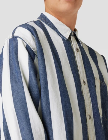 Camasa Oversize Levi S, alb/albastru