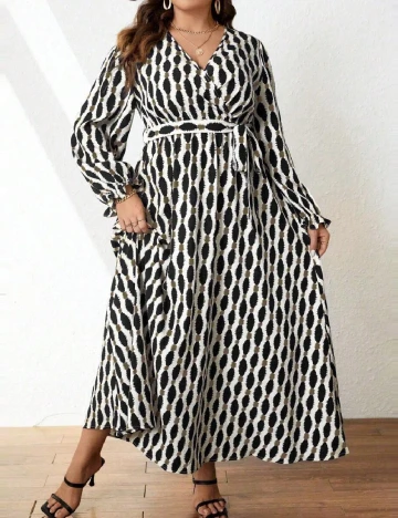 Rochie lunga SHEIN CURVE, alb-negru