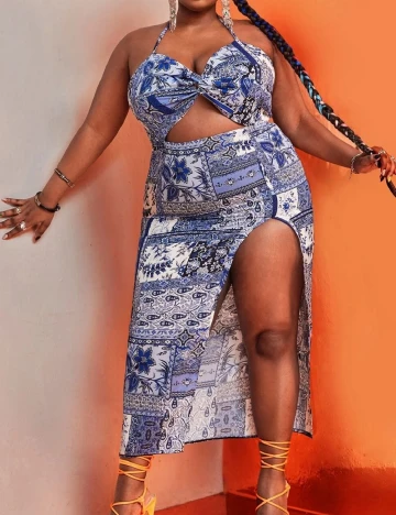 Rochie medie SHEIN CURVE, albastru