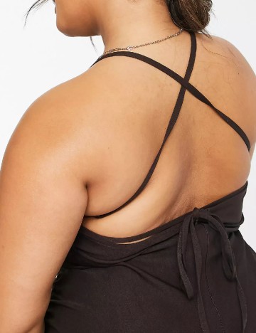 Rochie medie ASOS Curve, maro