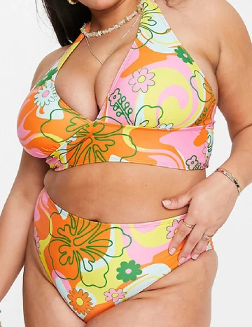Chilot de baie Reclaimed Vintage Plus Size, floral
