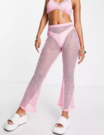 Pantaloni de plaja ASOS, roz