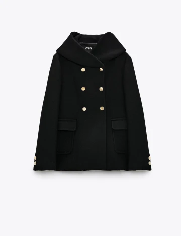 Palton Zara, negru, L