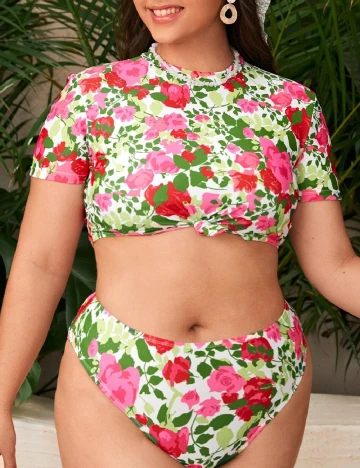 Costum de baie SHEIN CURVE, floral print