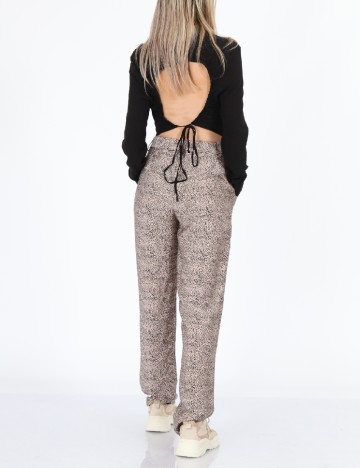 Pantaloni Cream, roz/negru