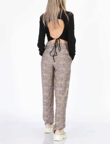 Pantaloni Cream, roz/negru