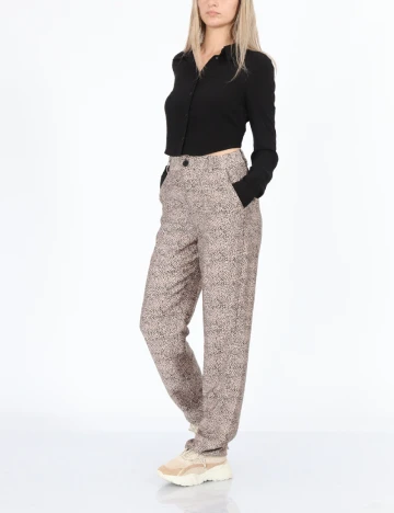 Pantaloni Cream, roz/negru