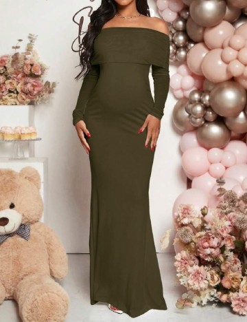 Rochie lunga SHEIN Maternity, verde