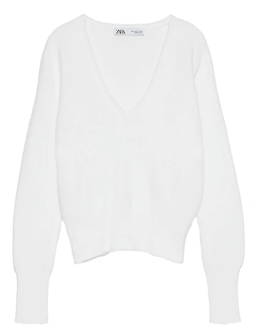 Pulover Zara, alb, S