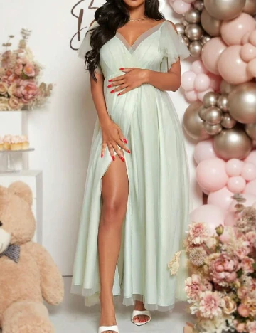 Rochie lunga SHEIN Maternity, verde Verde