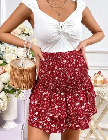 Fusta SHEIN Maternity, rosu