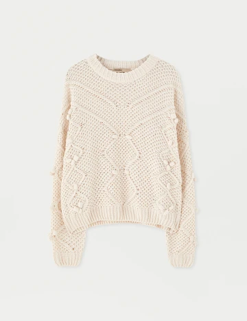Pulover Pull&Bear, crem, L