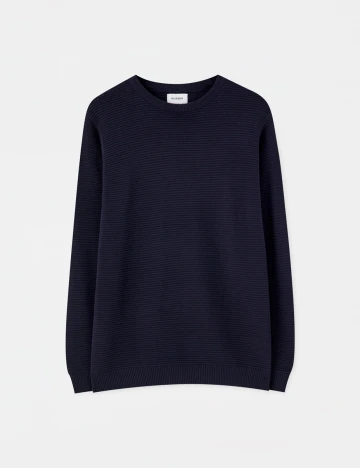 Pulover Pull&Bear, albastru inchis, S Albastru