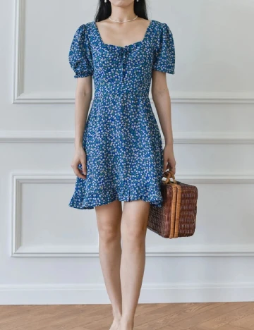 Rochie scurta Simple Retro, bleumarin