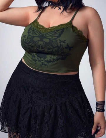 Top Romwe Plus Size, verde