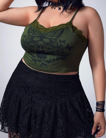 Top Romwe Plus Size, verde