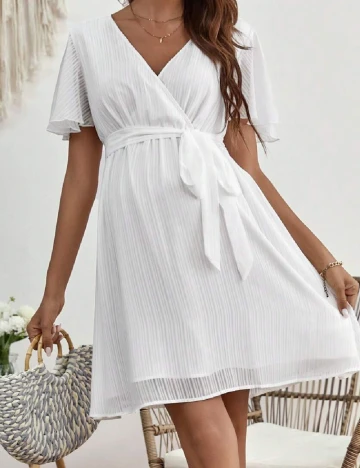 Rochie scurta SHEIN Maternity, alb