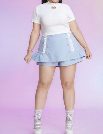 Pantaloni scurti Romwe Plus Size, albastru