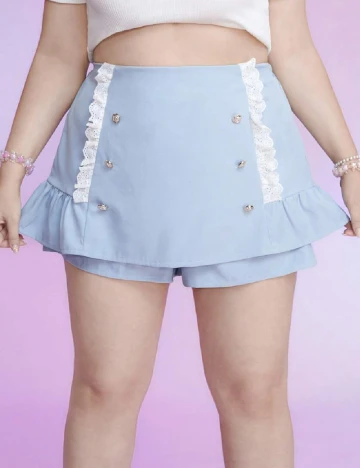 Pantaloni scurti Romwe Plus Size, albastru