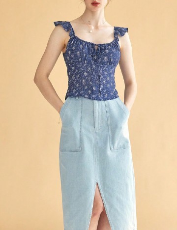 Top Simple Retro, bleumarin