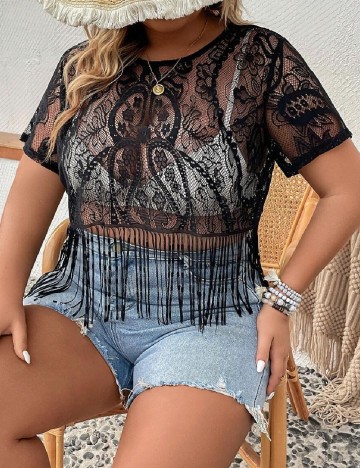 Top SHEIN CURVE, negru