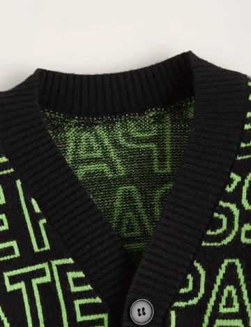 Cardigan Shein Kids, negru/verde Negru