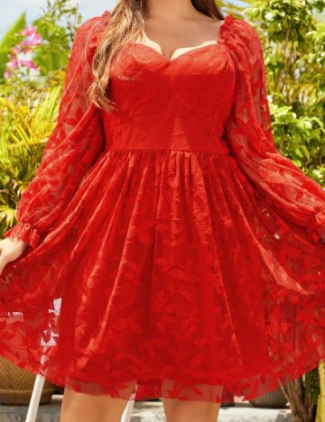 Rochie scurta SBetro Plus Size, rosu
