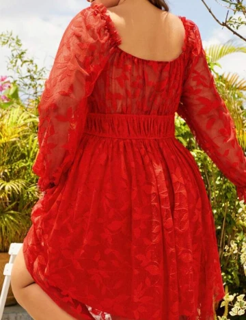 Rochie scurta SBetro Plus Size, rosu