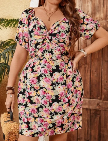 Rochie scurta SHEIN CURVE, floral print
