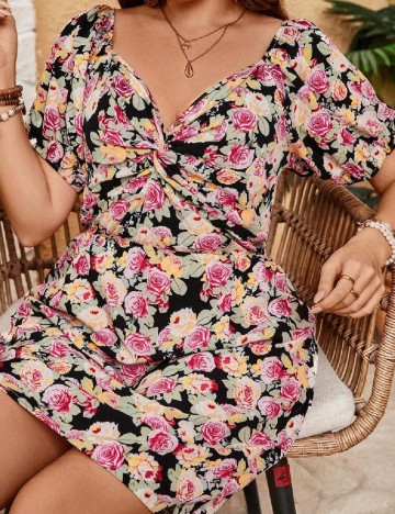 Rochie scurta SHEIN CURVE, floral print