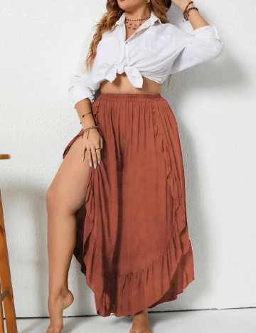 Pantaloni Rusttydustty Plus Size, maro