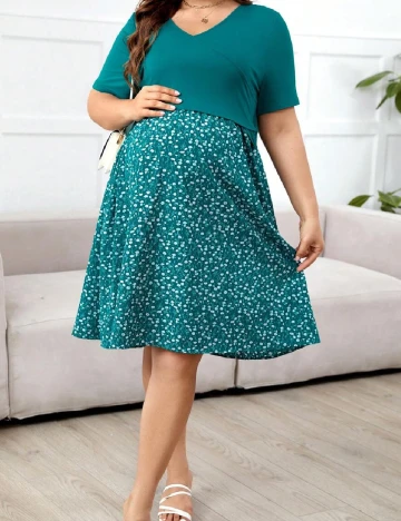 Rochie scurta SHEIN Maternity Plus, turcoaz