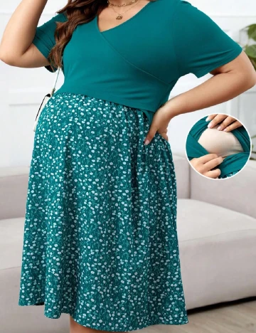 Rochie scurta SHEIN Maternity Plus, turcoaz