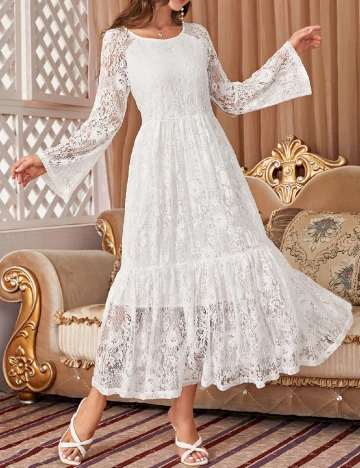 Rochie lunga Ticosa, alb Alb