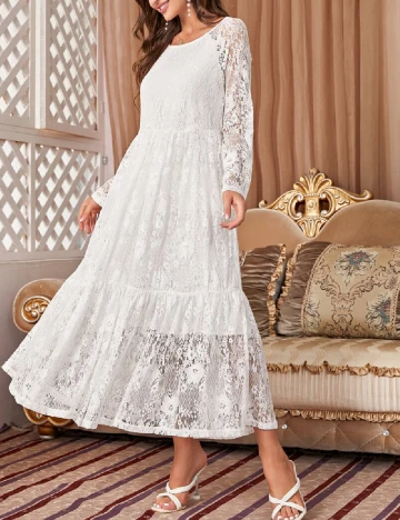 Rochie lunga Ticosa, alb Alb