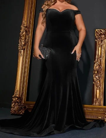 Rochie lunga Faeriesty Plus Size, negru