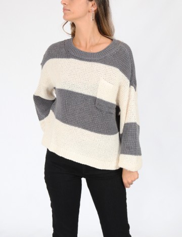 
						Pulover American Eagle, alb/gri