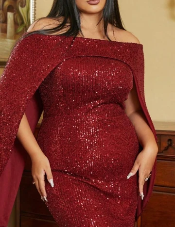 Rochie lunga Miss Ord Plus Size, rosu