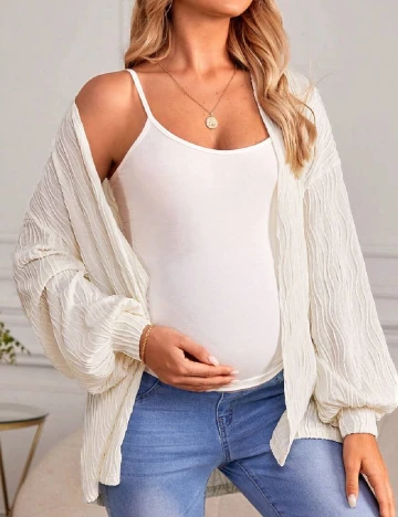 Cardigan SHEIN Maternity, ecru Alb