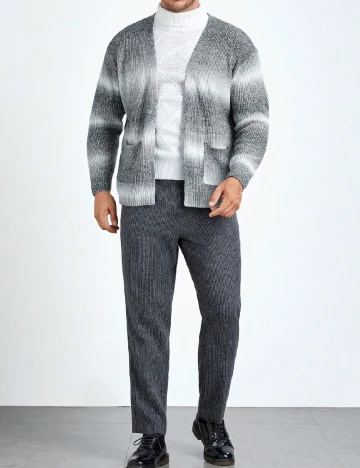Cardigan SHEIN Plus Size Men, gri Gri