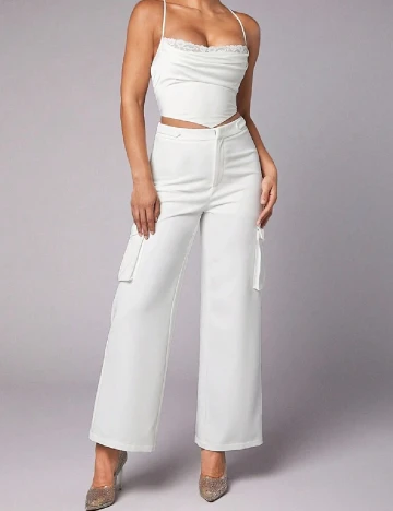Pantaloni SHEIN, alb