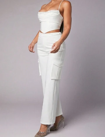 Pantaloni SHEIN, alb