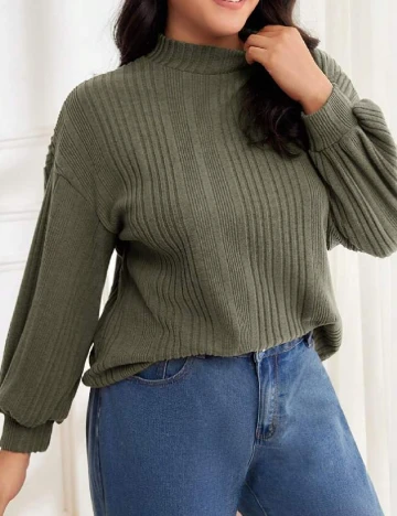 Bluza SHEIN CURVE, verde Verde