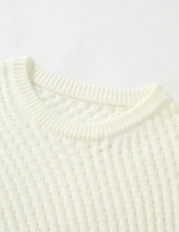 Pulover SHEIN, ecru Alb