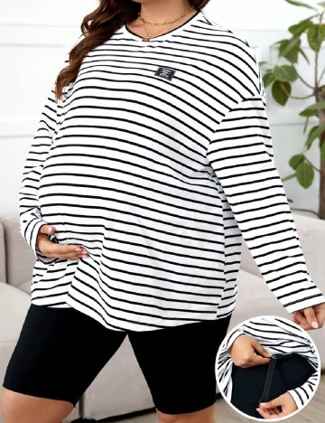 Compleu SHEIN Maternity Plus, negru/alb