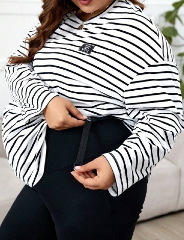 Compleu SHEIN Maternity Plus, negru/alb