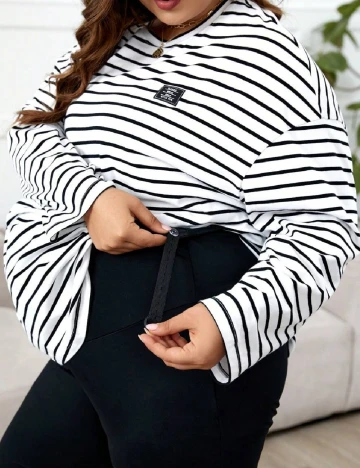 Compleu SHEIN Maternity Plus, negru/alb