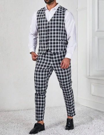 Costum SHEIN Plus Size Men, negru/alb Negru