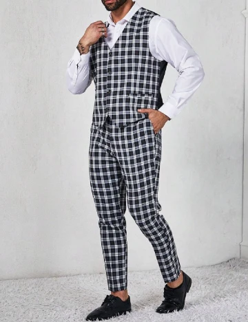 Costum SHEIN Plus Size Men, negru/alb Negru