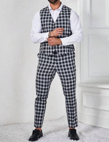 Costum SHEIN Plus Size Men, negru/alb